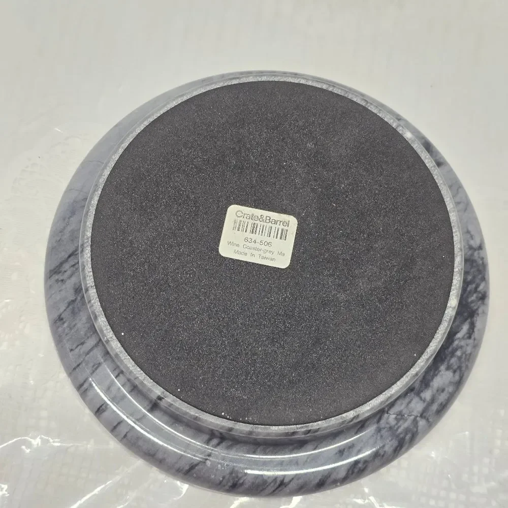 Crate and Barrel Gray Grey Marble Wine Bottle Coaster Holiday Minimalist